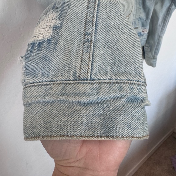 Free People Plaid Lined Sherpa Trucker Jacket size m - Picture 3 of 8